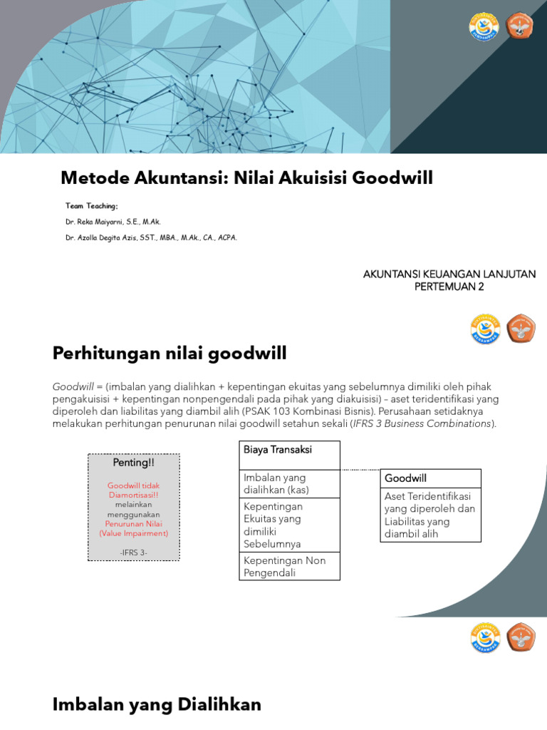 AKL Pert 2 Nilai Akuisisi Goodwill | PDF