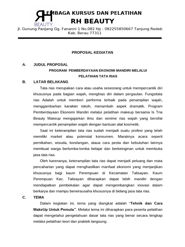 Proposal Kegiatan Makeup 2025 | PDF