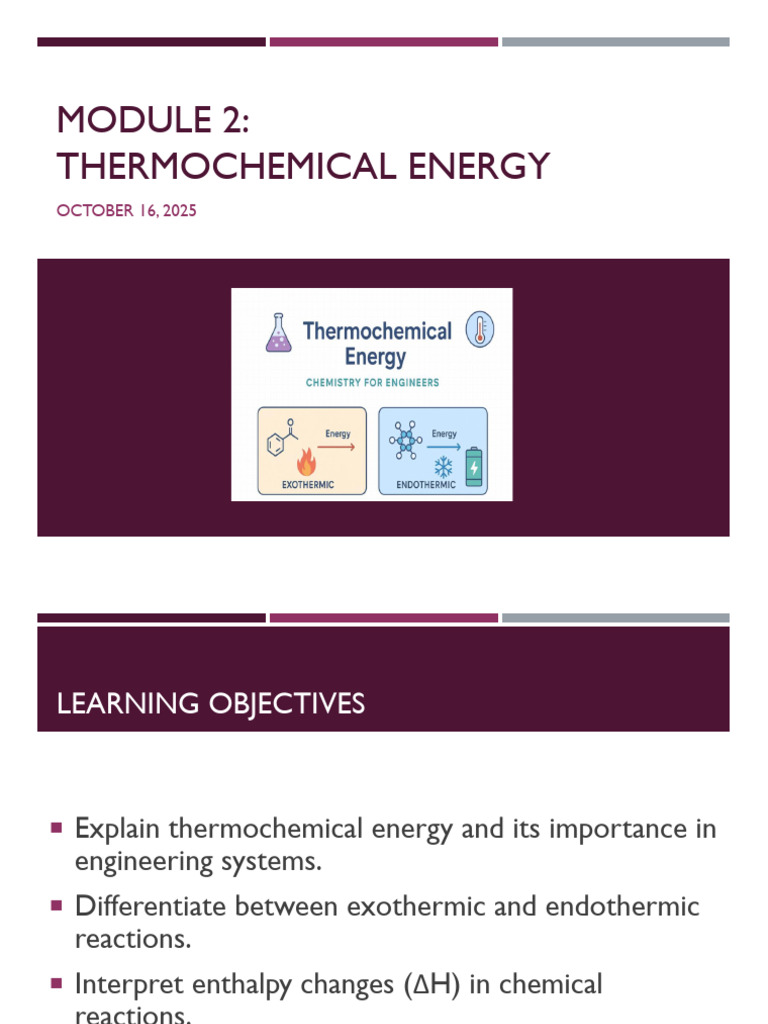 Module 2 Thermochemical Energy (Simplified) 16Oct2025 | PDF | Enthalpy ...