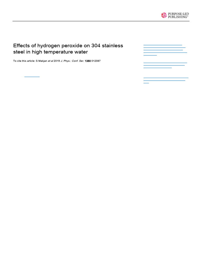 Effects of Hydrogen Peroxide On 304 Stainless | PDF | Corrosion ...