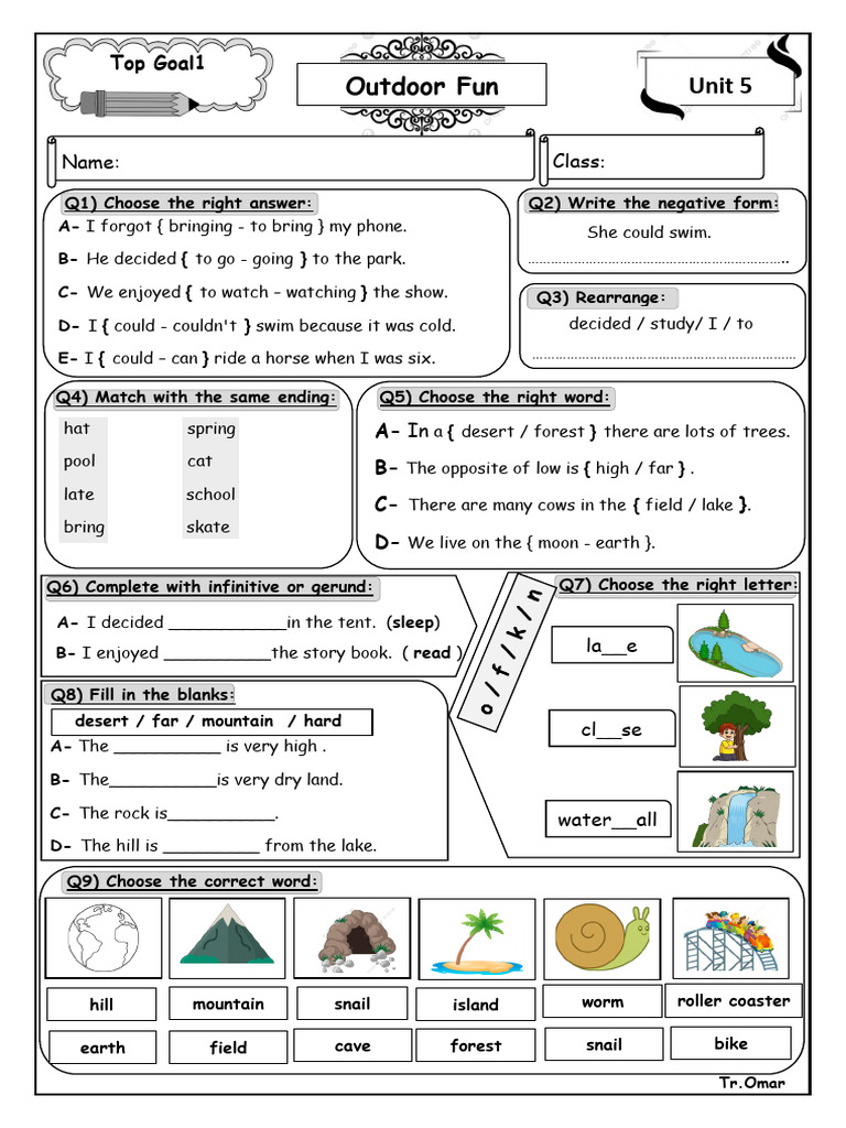 Top Goal U5 Worksheet by Omar. | PDF