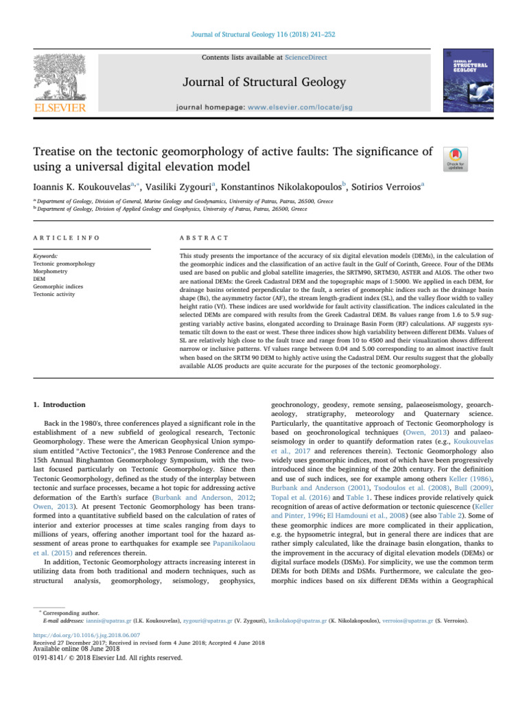 Treatise on the Tectonic Geomorphology of Active Faults 2018 Journal of ...