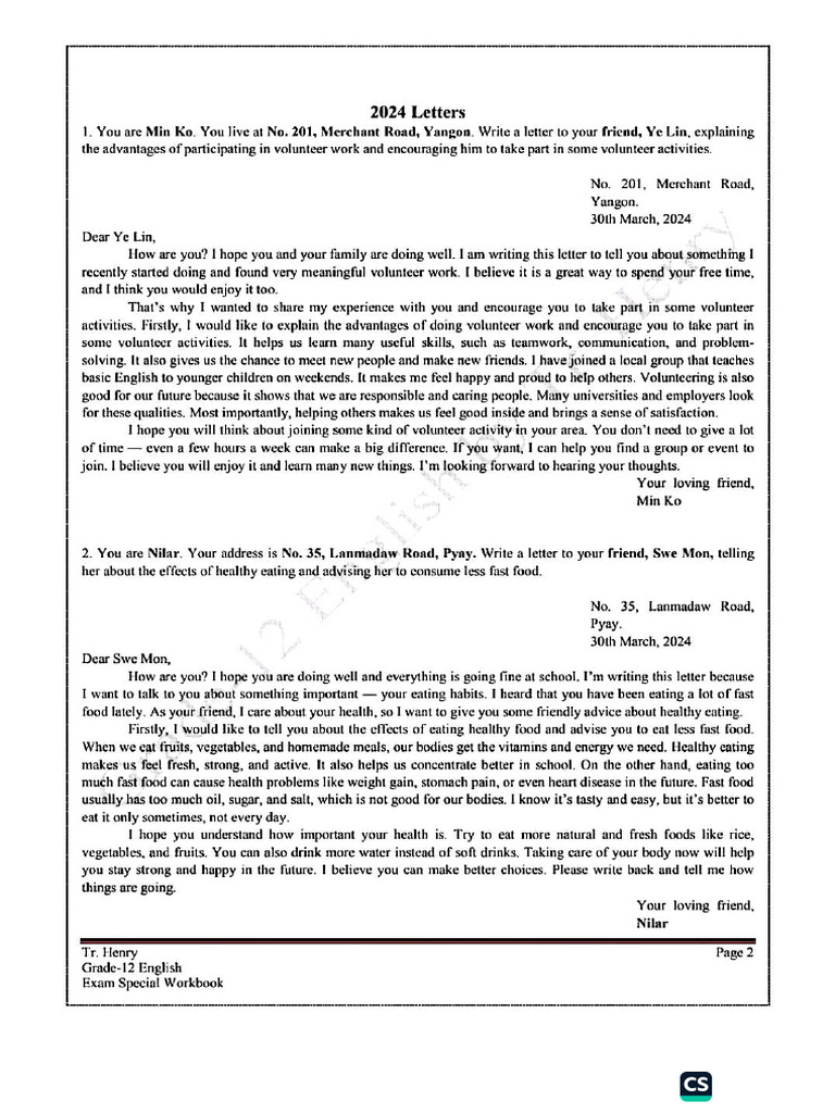 Sample Letters | PDF