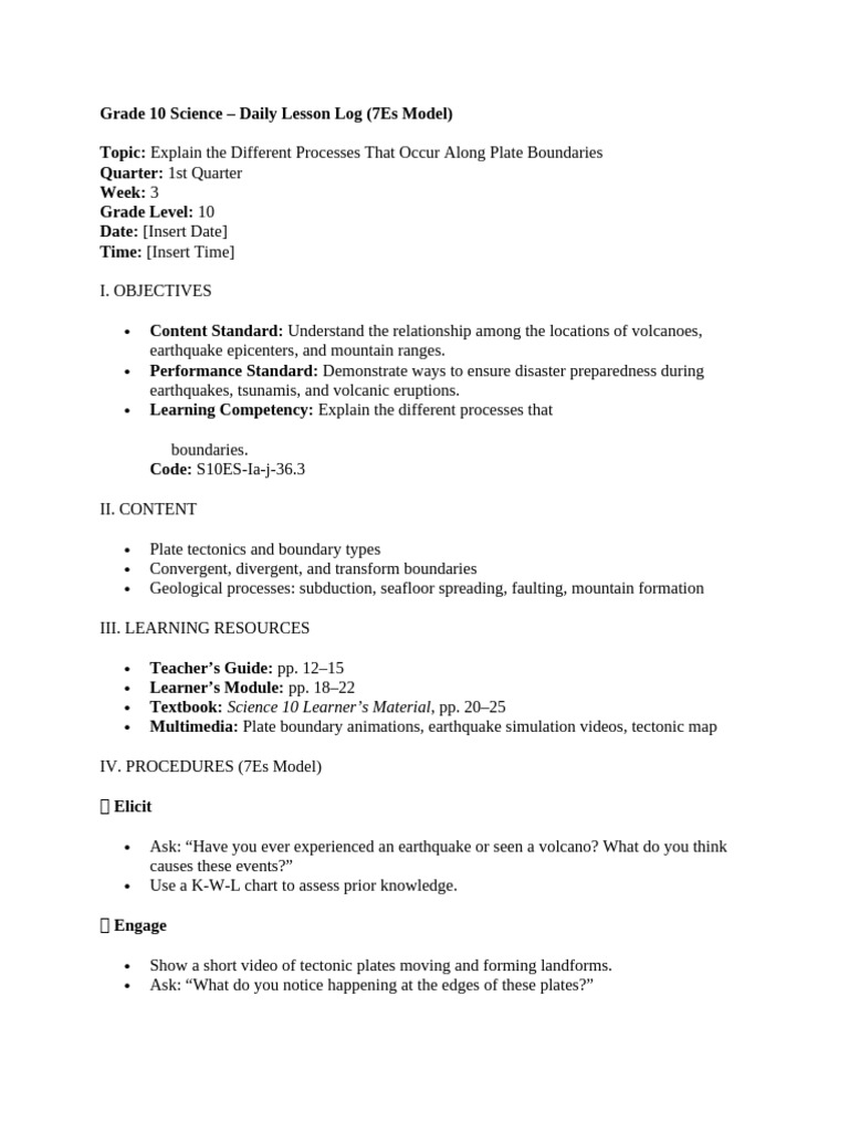 Grade 10 Science Week 5 | PDF | Plate Tectonics | Geophysics