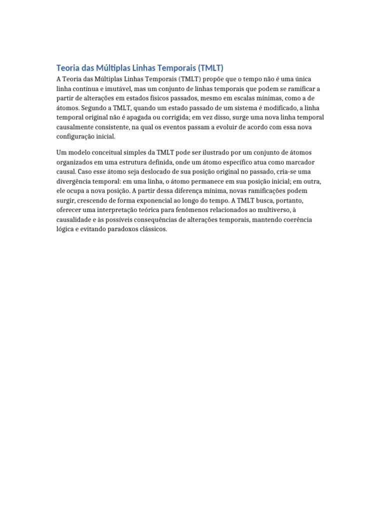 TMLT Teoria Das Multiplas Linhas Temporais-1 | PDF