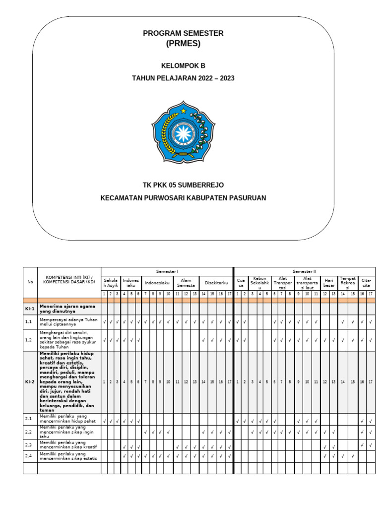 Prosem TK B 2022-2023 | PDF