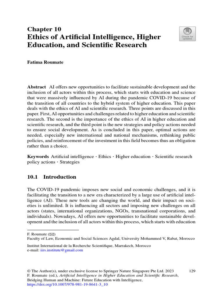 Fatima Roumate Artificial Intelligence in Higher Education | PDF ...