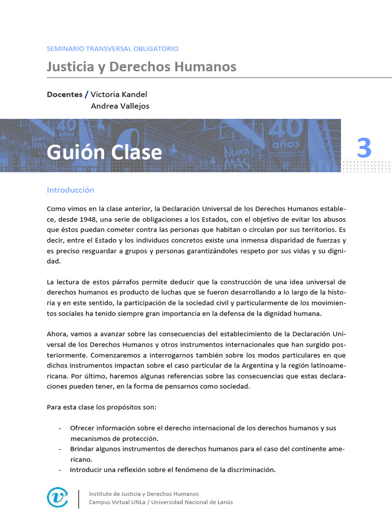 Gui¾n Clase 3 2020 SEMINARIO Justicia y Derechos Humanos | PDF ...