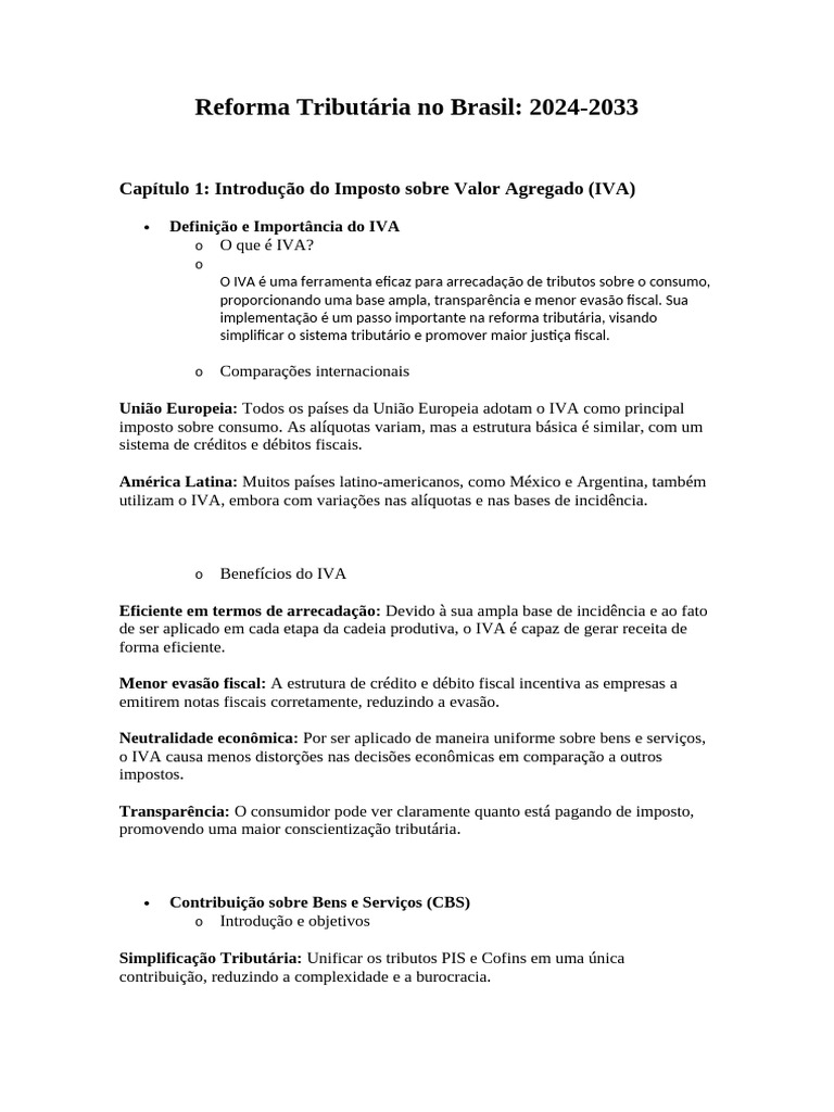 Reforma Tributária No Brasil | PDF | Imposto sobre Valor Agregado (IVA ...