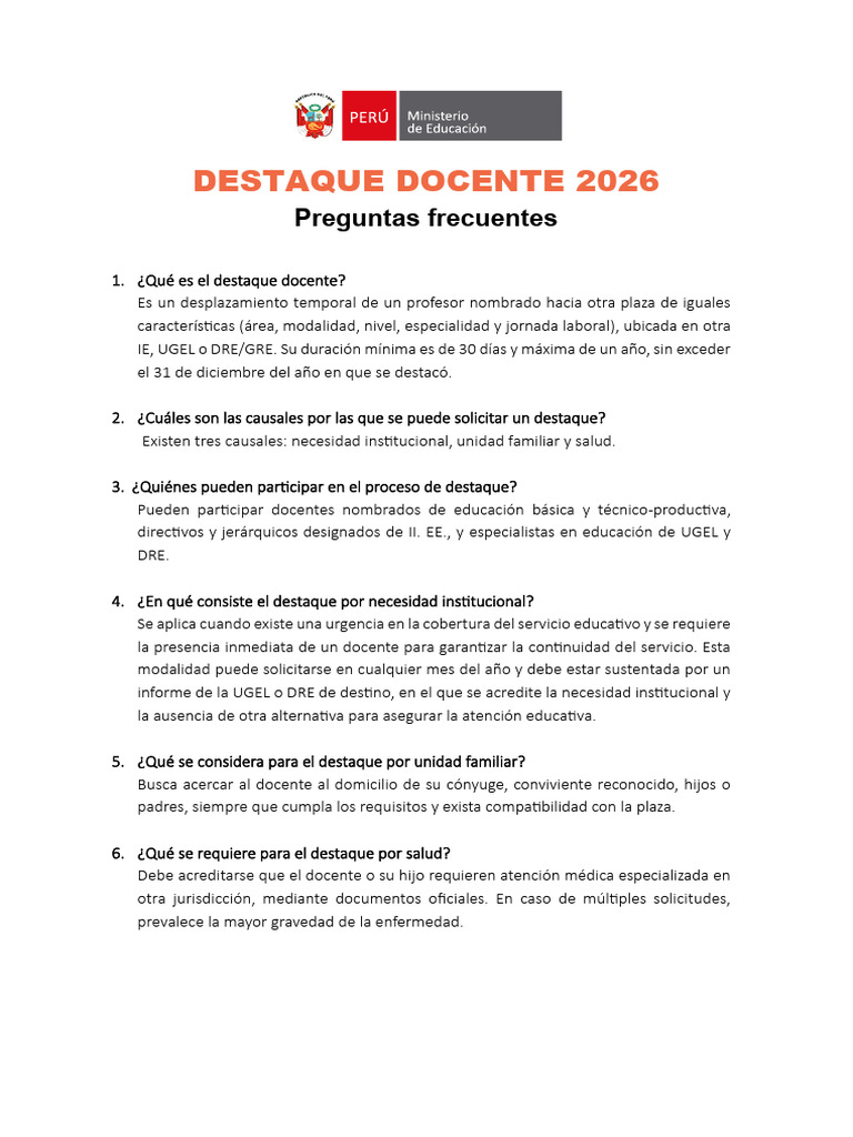 Preguntas Frecuentes Destaque2026 | PDF | Maestros