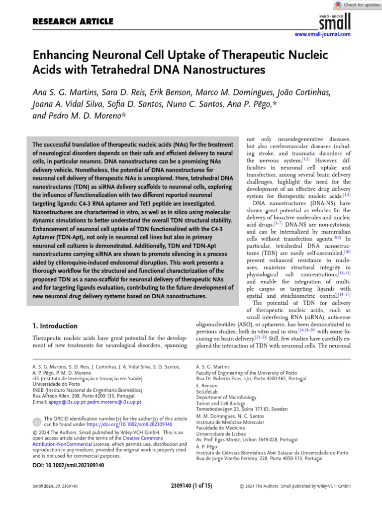 Small - 2024 - Martins - Enhancing Neuronal Cell Uptake of Therapeutic ...