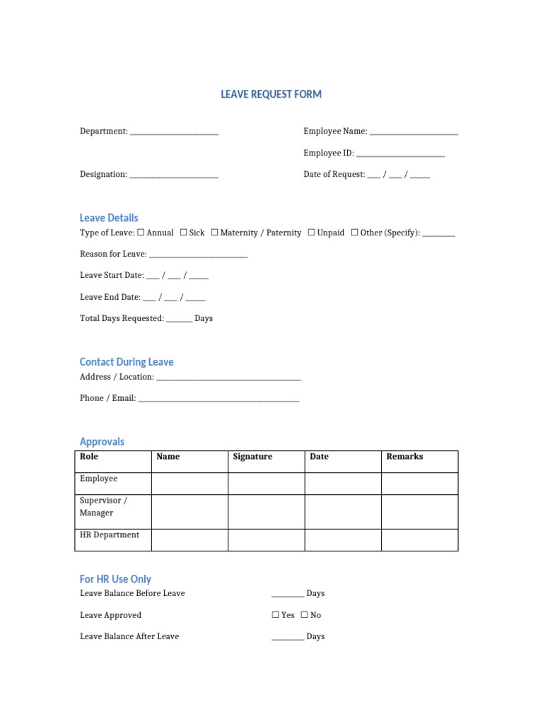 Leave Request Form | PDF