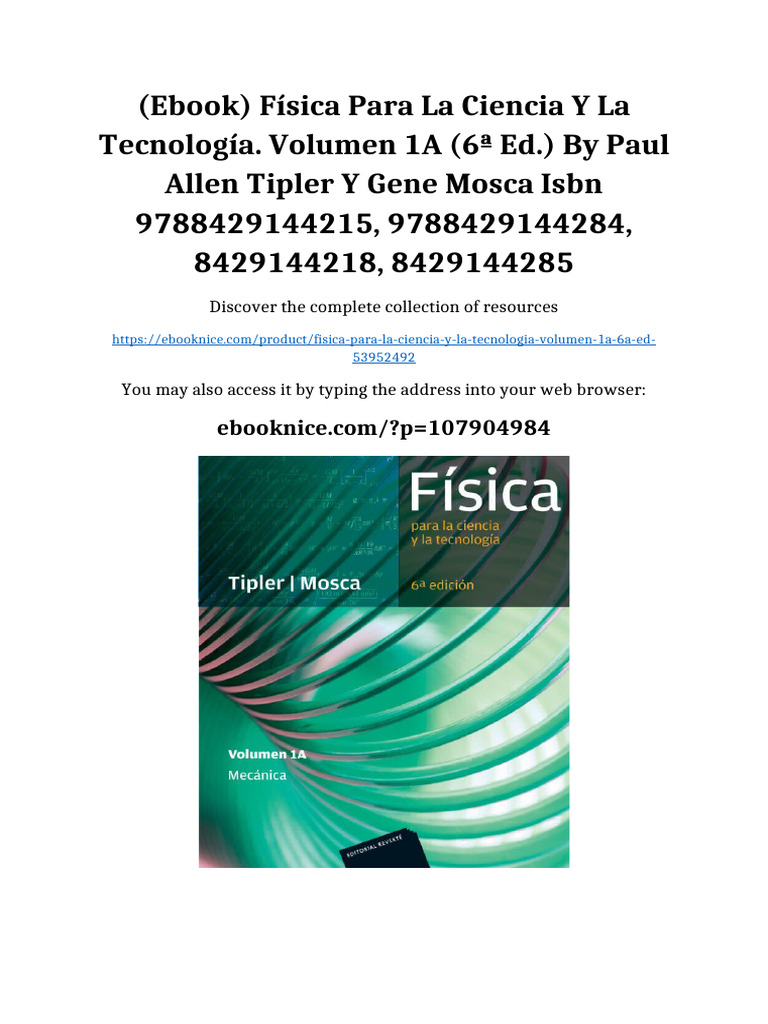 (Ebook) Física para la ciencia y la tecnología. Volumen 1A (6ª Ed.) by ...