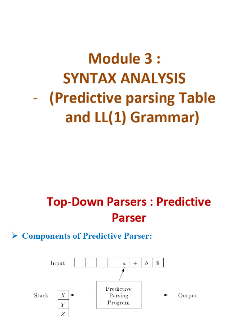 11 M3 Syntax Analysis Predictive Parser 2 3 | PDF | Parsing | Language ...