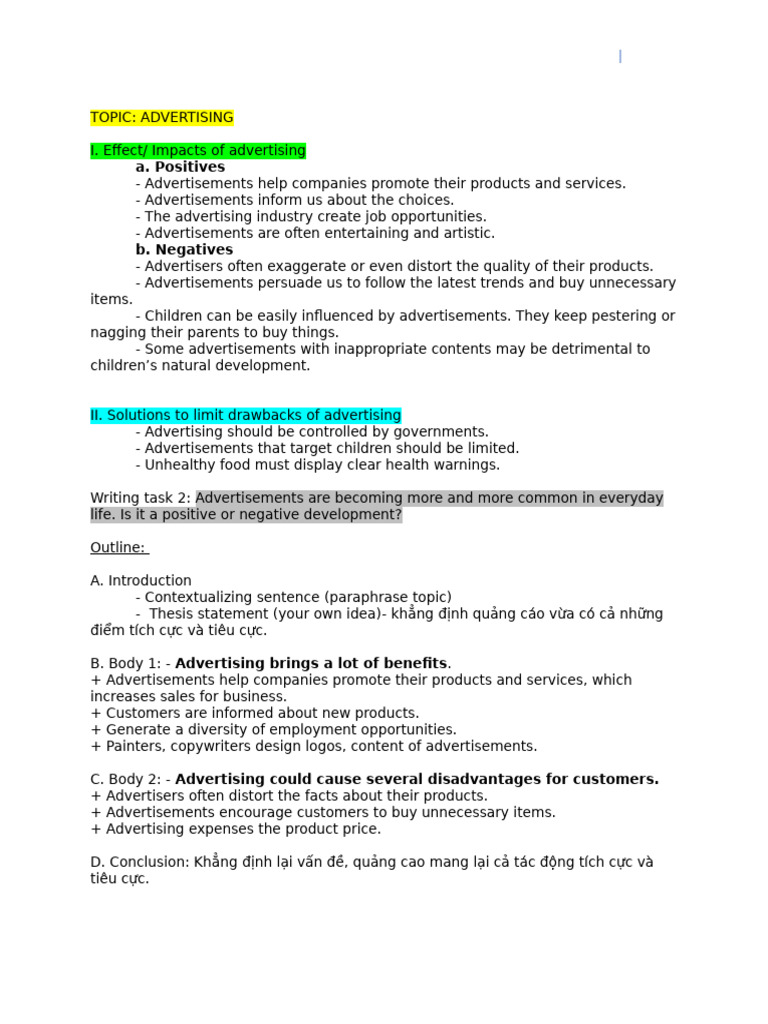 Advertisements - Writing Task 2 Band 6.0 | PDF | Advertising | Mass Media