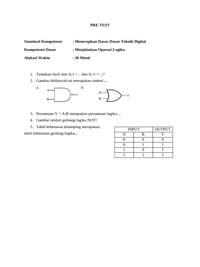 Pre Test | PDF