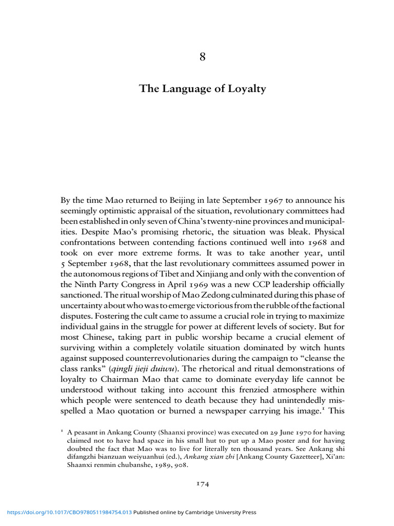 11.2 Pp 174 194 the Language of Loyalty | PDF | Mao Zedong | Cultural ...