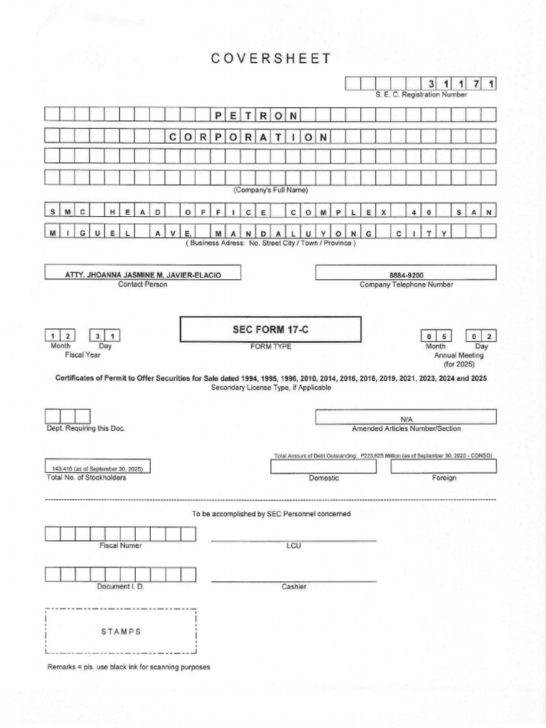 Petron Corporation_SEC Registration No. 31171_SEC Form 17-C_Media ...
