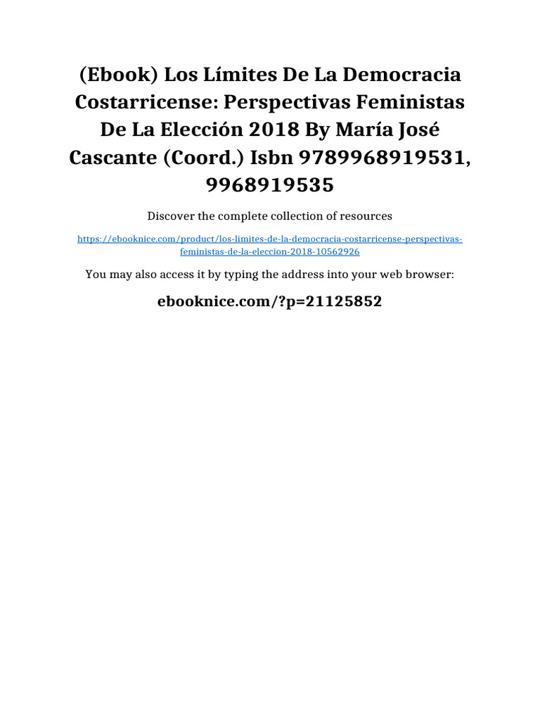 (Ebook) Los límites de la democracia costarricense: perspectivas ...