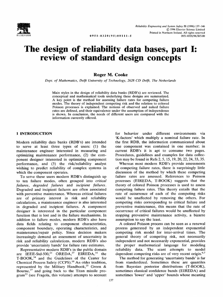 Roger M. Cooke - The Design of Reliability Data Bases, Part I - Review ...