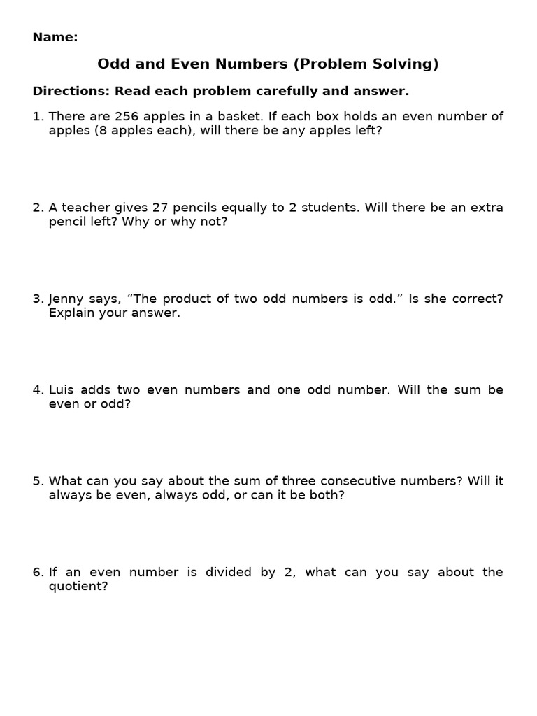 Odd and Even Problem Solving | PDF