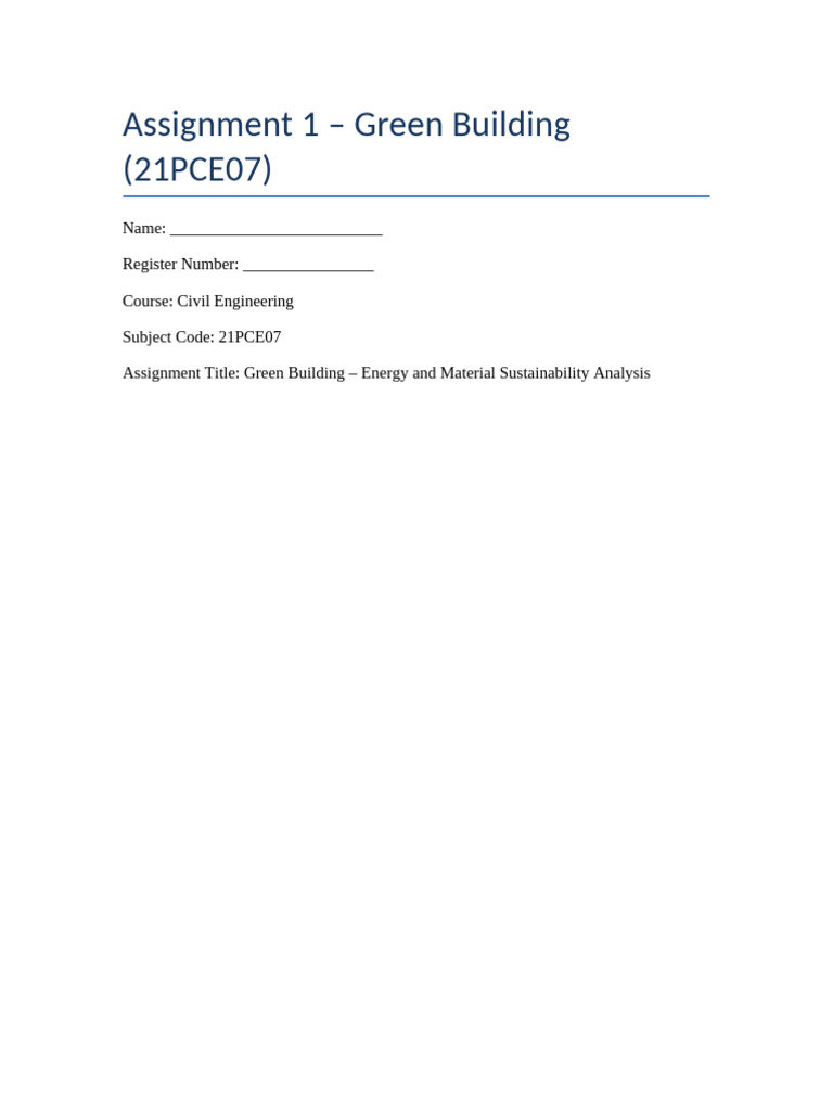 Green Building Assignment 1 Report | PDF | Energy Conservation | Green ...