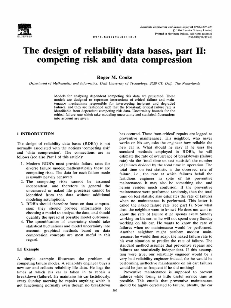 Roger M. Cooke -- The Design of Reliability Data Bases, Part II ...