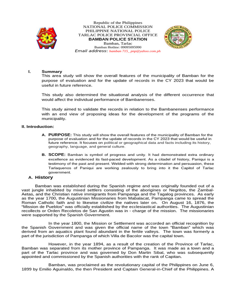 Bamban Area Study | PDF | Taxes | Employment
