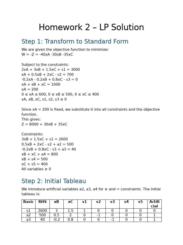 Homework 2 LP Solution | PDF