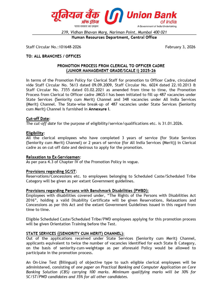 101648-2026-Promotion Process From Clerical To Officer Cadre Junior ...