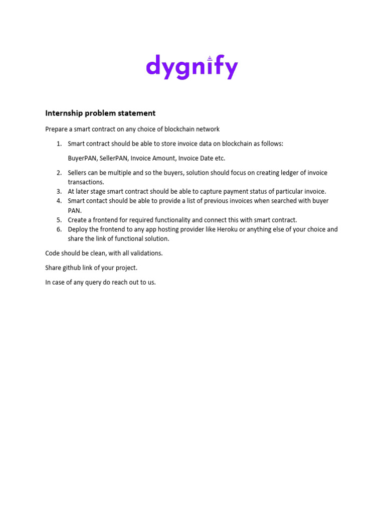 Internship Problem Statement - Blockchain | PDF