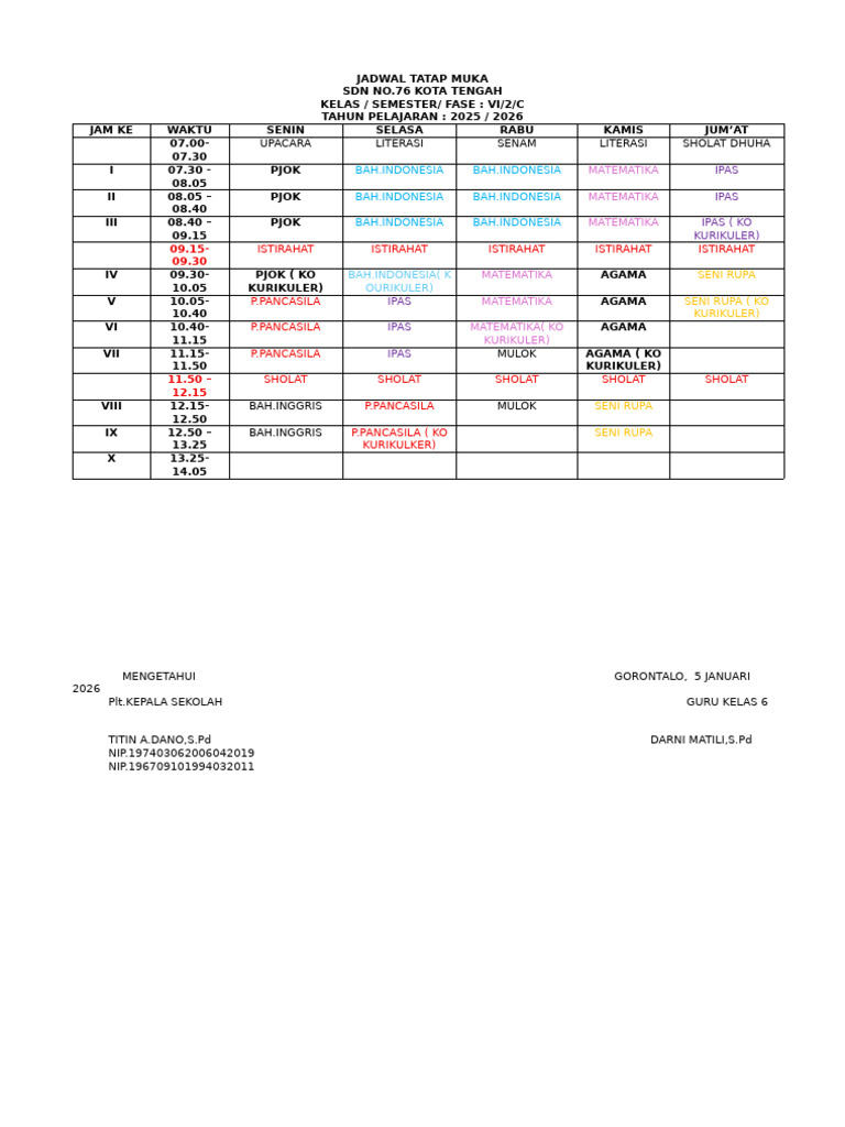 Jadwal Tatap Muka 2026 | PDF