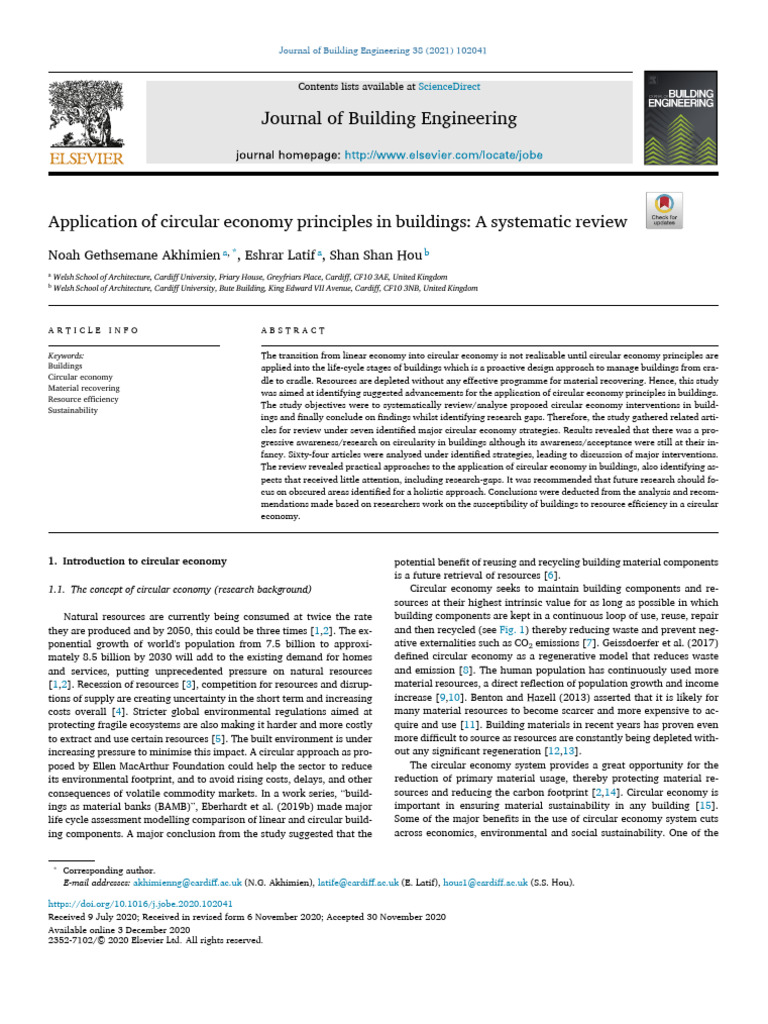 Application of Circular Economy Principles in Buildings - Systematic ...
