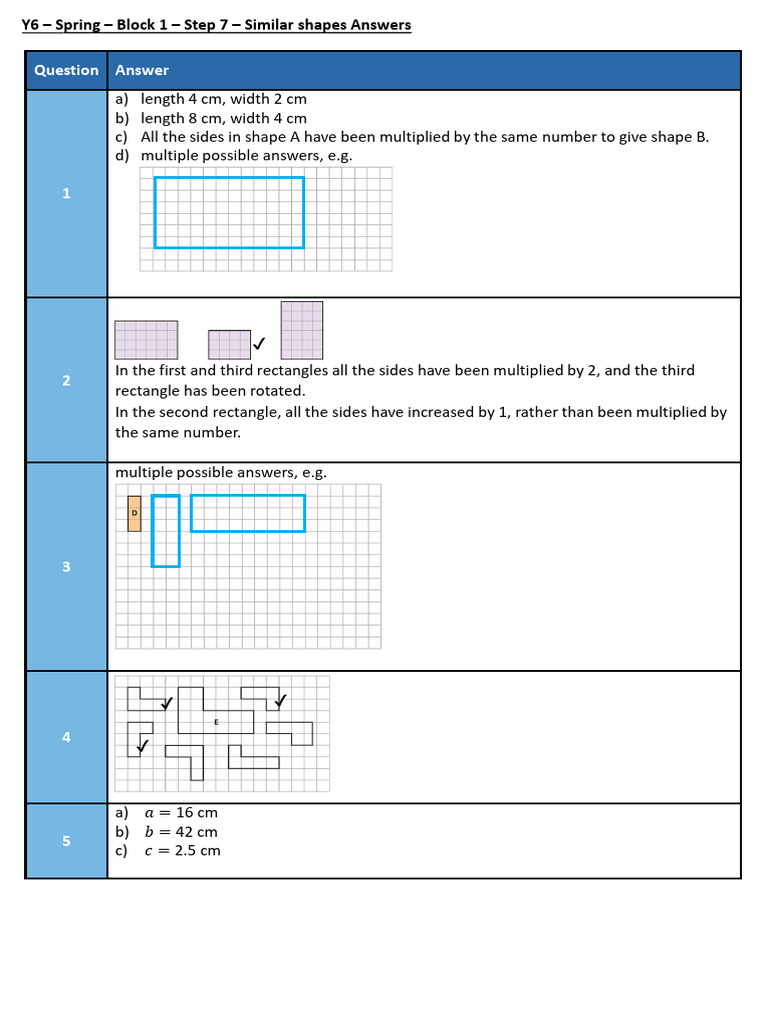Similar Shapes Answers | PDF