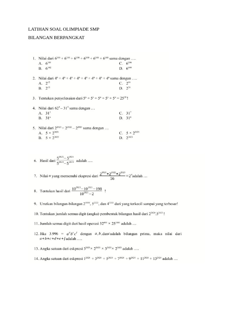 Latihan Soal Olimpiade SMP | PDF