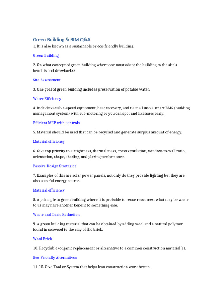 Green Building and BIM QA | PDF | Green Building | Building Information ...