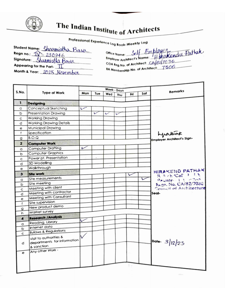 Professional Experience Log Book-Weekly Log-1 | PDF