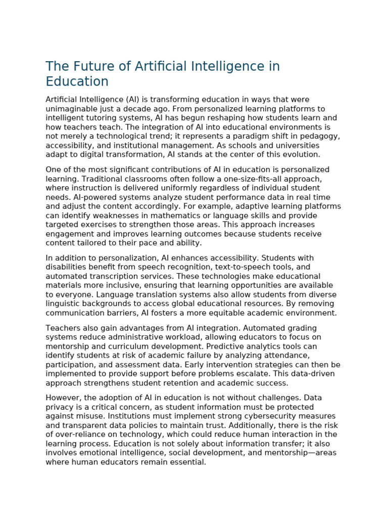 Document 1 Ai in Education | PDF | Artificial Intelligence ...