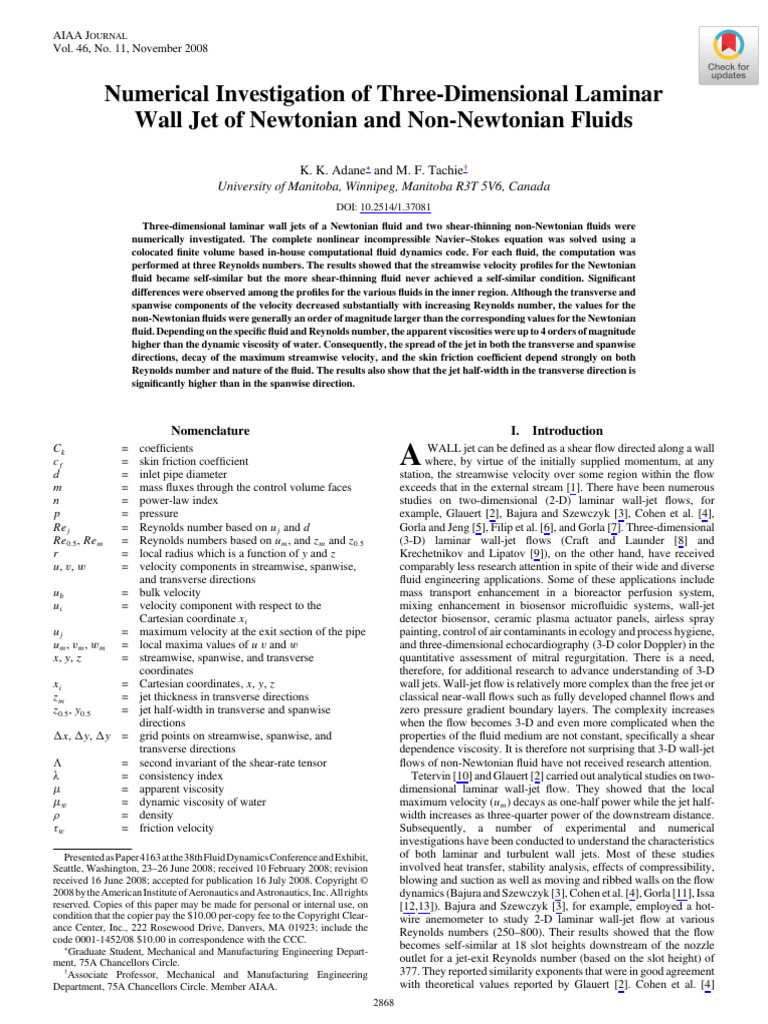 Adane Tachie 2012 Numerical Investigation of Three Dimensional Laminar ...