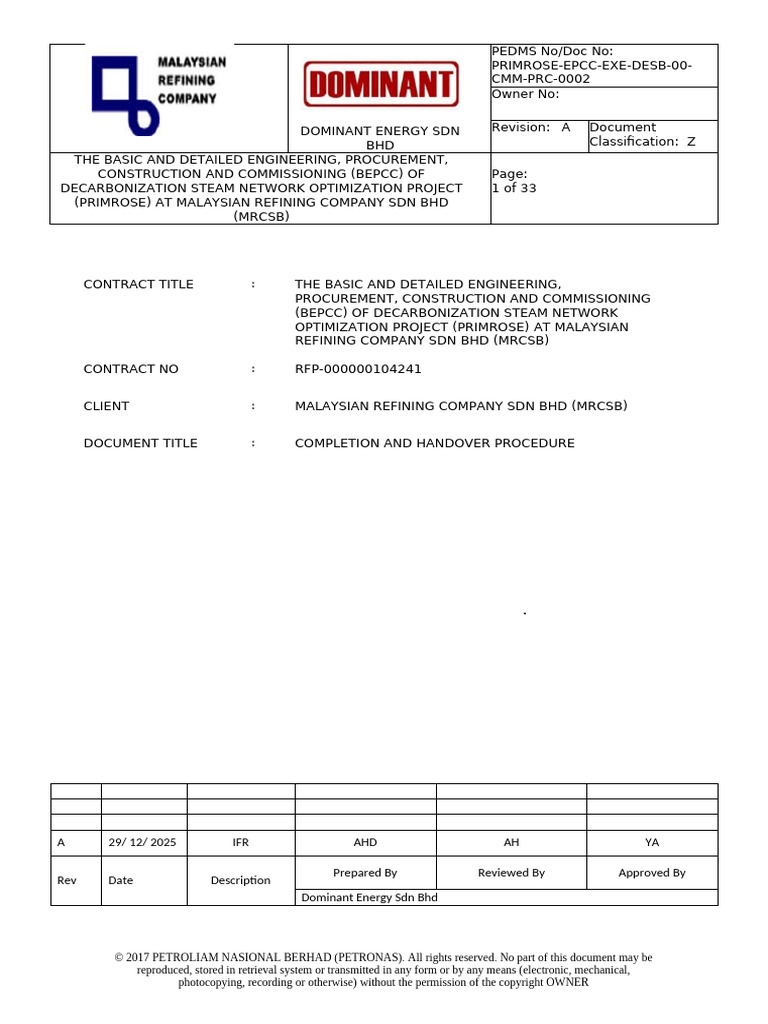 PRIMROSE-EPCC-EXE-DESB- 00-CMM-JMS-0001 METHOD STATEMENT FOR ...