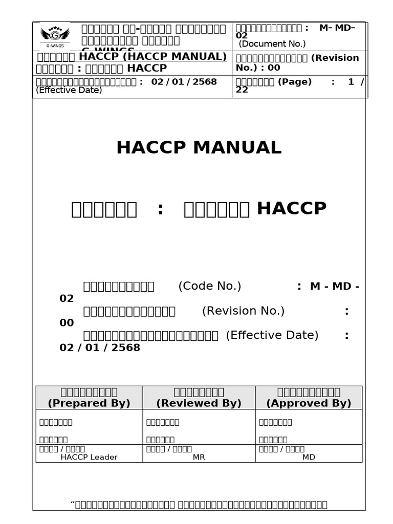 M MD 02 Haccp Manual | PDF
