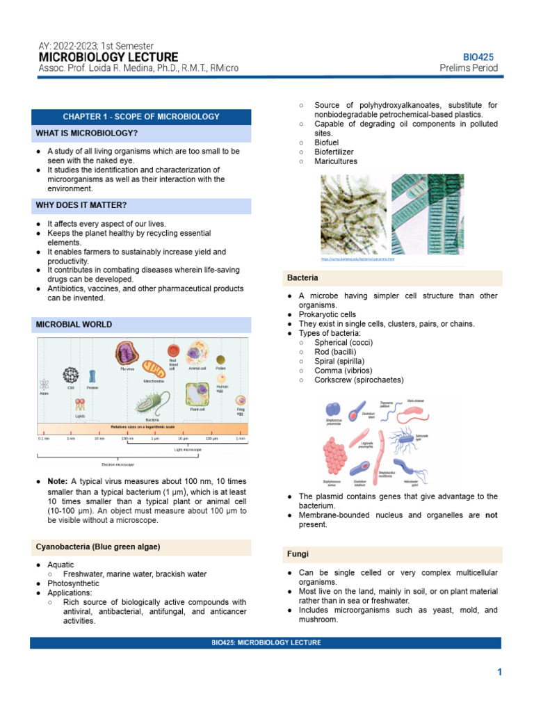 Chapter 1. Scope of Microbiology | PDF | Microorganism | Cell (Biology)