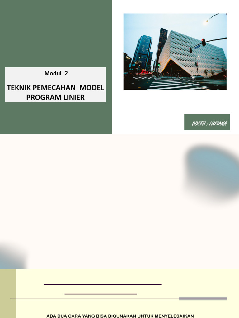 Modul 2 Teknik Pemecahan Model Program Linier | PDF