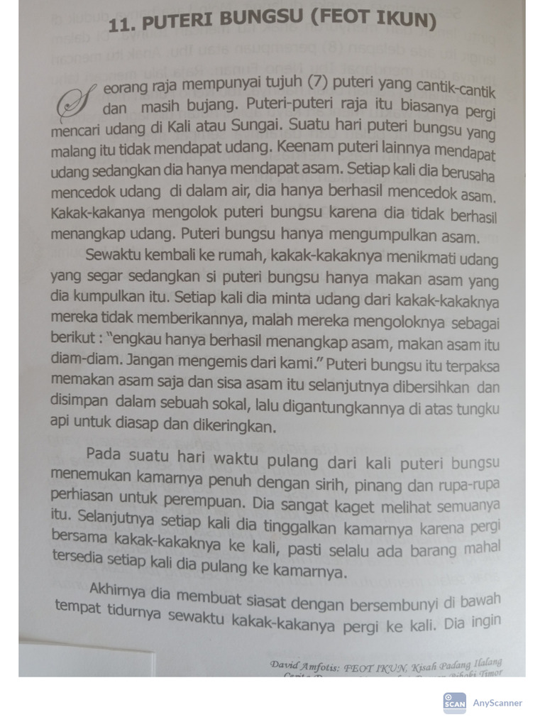 Cerita Tentang Putri Bungsu Feot Ikun | PDF