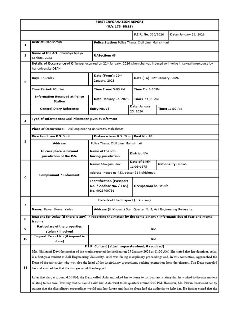 Format To Make FI R | PDF | Crime & Violence | Crimes