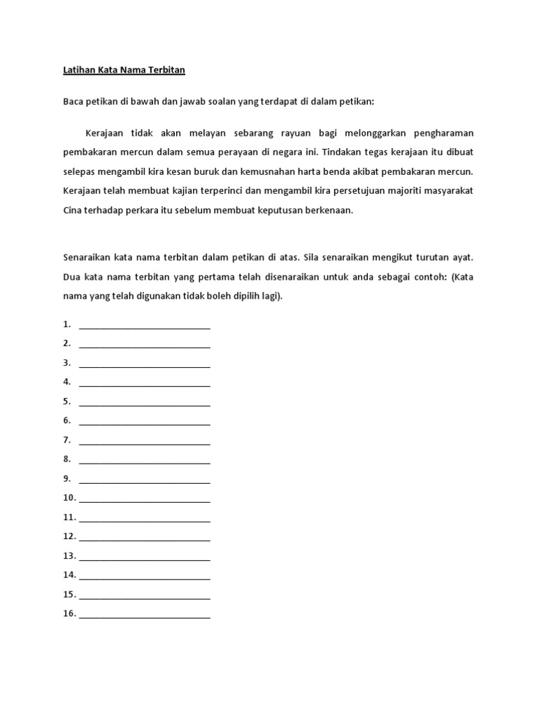 Latihan Kata Nama Terbitan Pdf