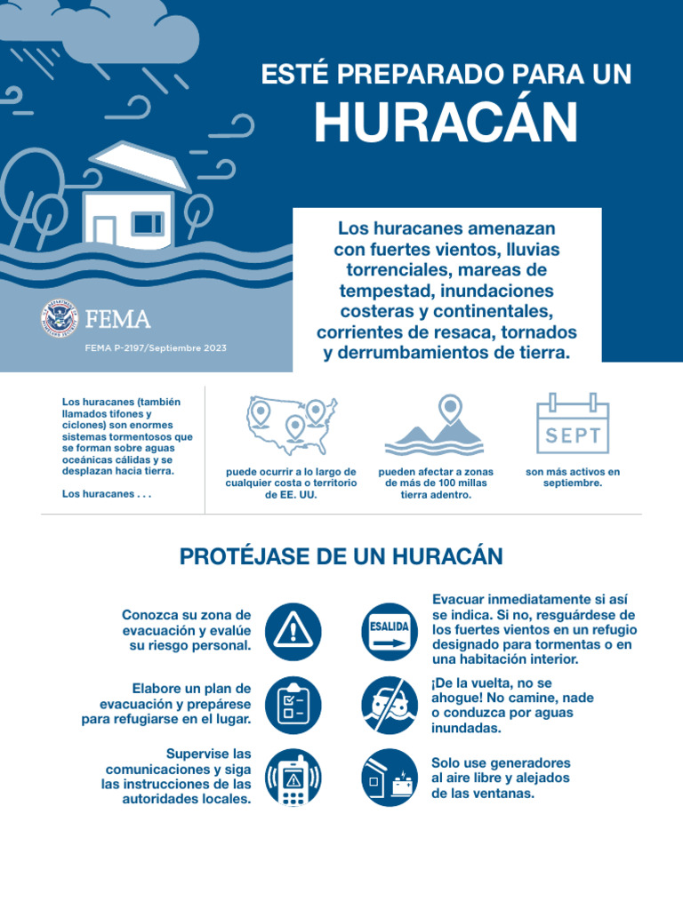 Fema Hurricane Hazard Info Sheet Spanish 0 | PDF | Ciclones tropicales ...