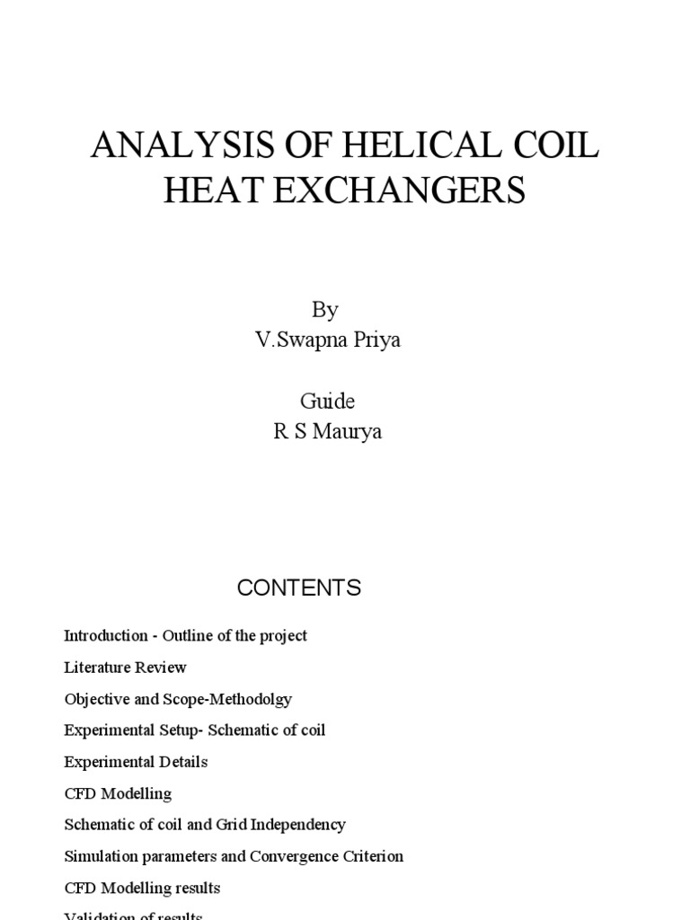 Helical Coil Heat Exchanger Analysis | PDF | Heat Transfer ...