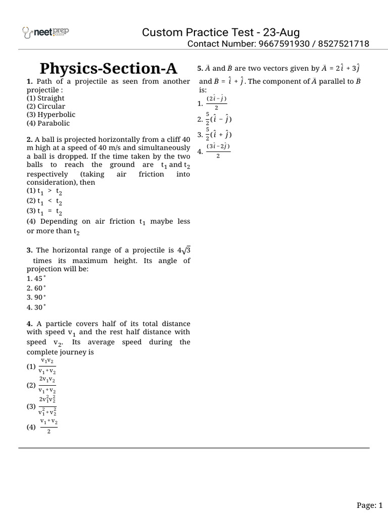 Custom Practice Test - 23-Aug | PDF | Cell (Biology) | Meiosis