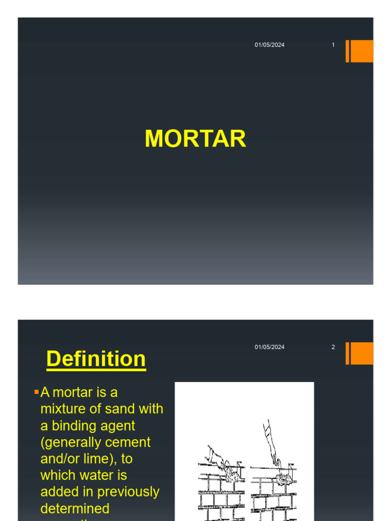 Lecture 6 Mortar Seniya | PDF | Mortar (Masonry) | Cement